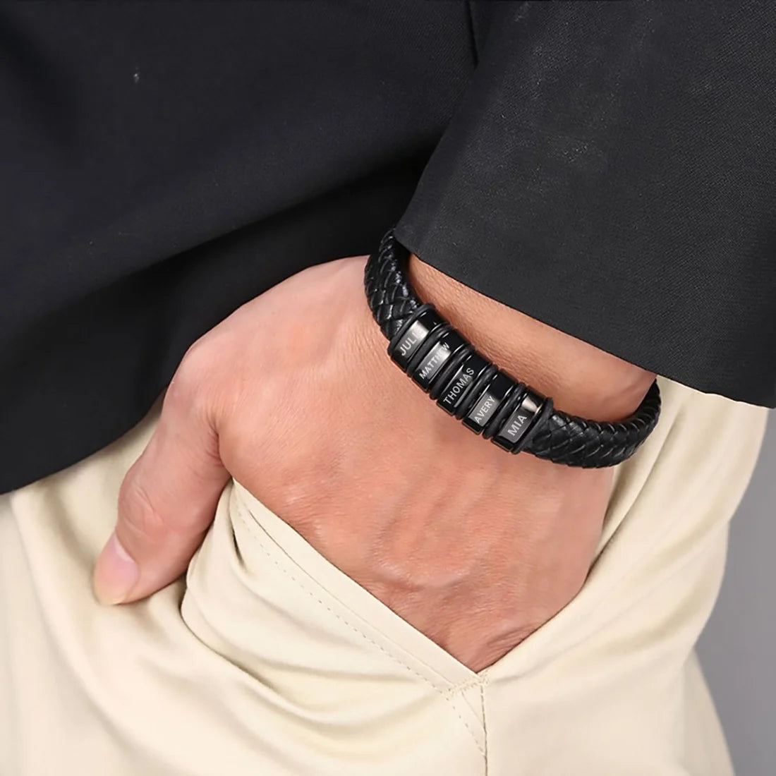 Family Forever - Personalized Leather Style Bracelet Set
