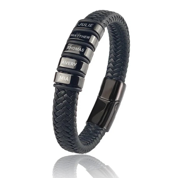 Family Forever - Personalized Leather Style Bracelet Set