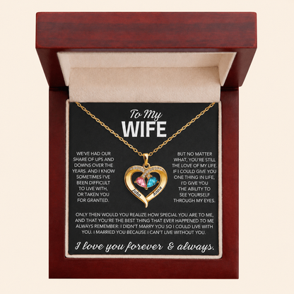 To My Wife – Birthstone Heart Necklace