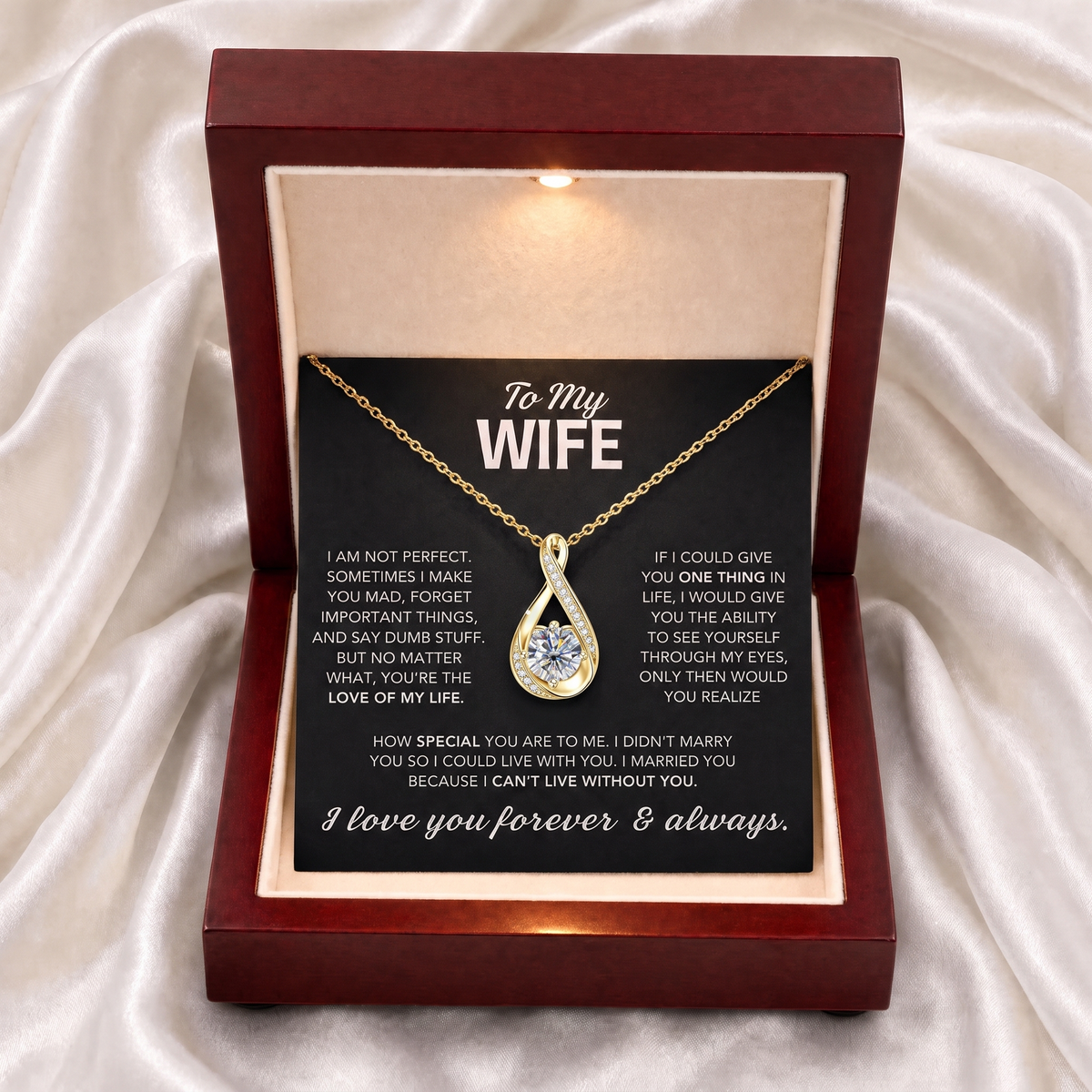 To My Wife – Teardrop Solitaire Necklace