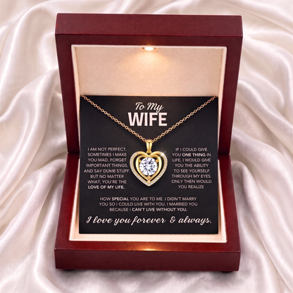 To My Wife – Heart Halo Solitaire Necklace