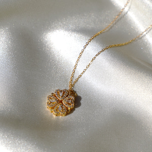 Daughter's 4-Leaf Clover "Lucky Charm" Necklace and Forever Rose Gift Box
