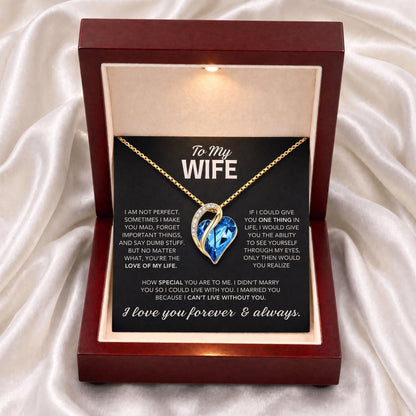 To My Wife – Birthstone Heart Crystal Necklace