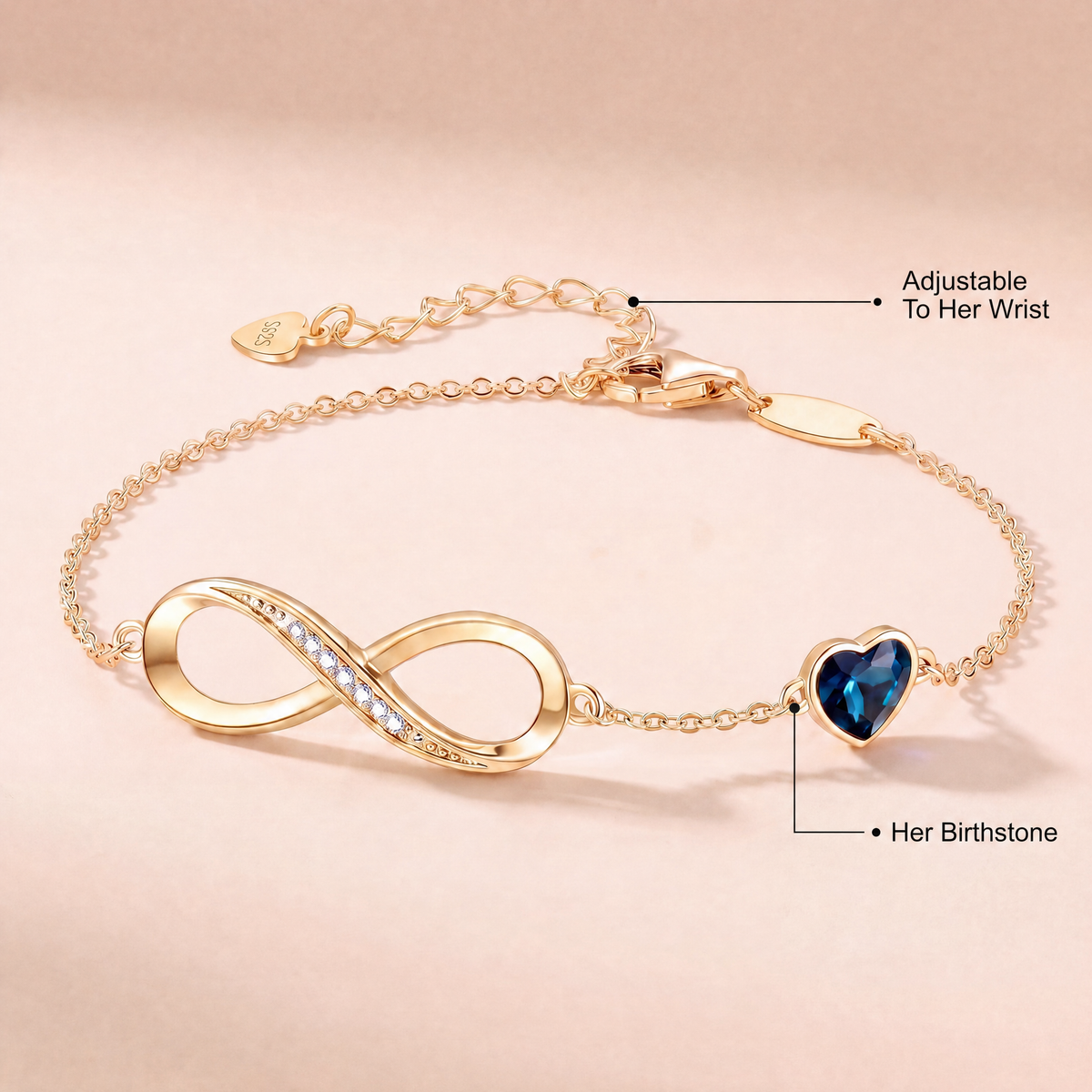 To My Wife – Infinity Birthstone Bracelet with Customized Box