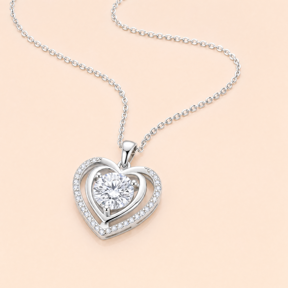 To My Wife – Heart Halo Solitaire Necklace