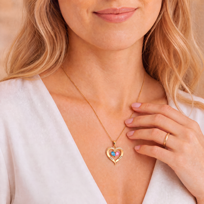 To My Wife – Birthstone Heart Necklace with Customized Box